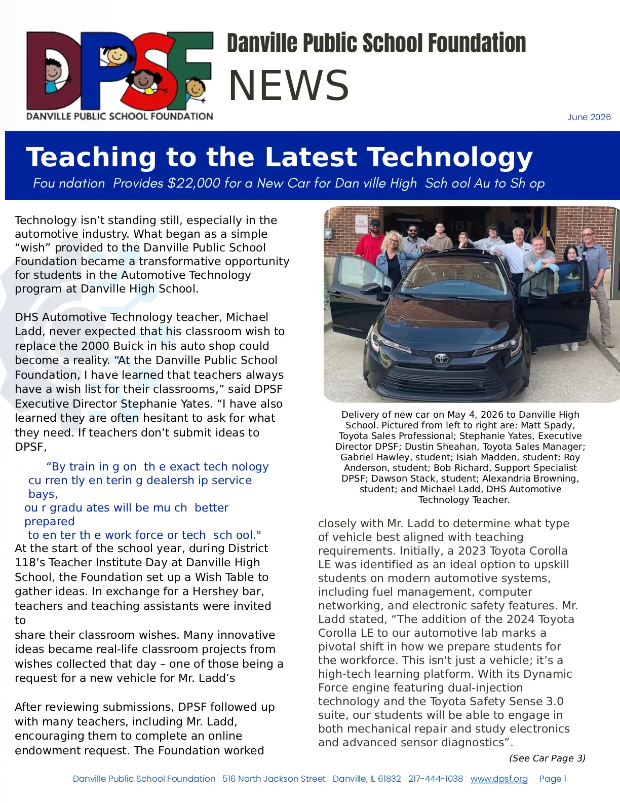 DPSF June 2026 Newsletter Image